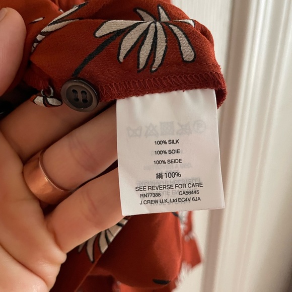 MADEWELL 100% Silk Floral Top 3/4 Bishop Sleeves Ruffled Waist Tie Size Small - Picture 6 of 6